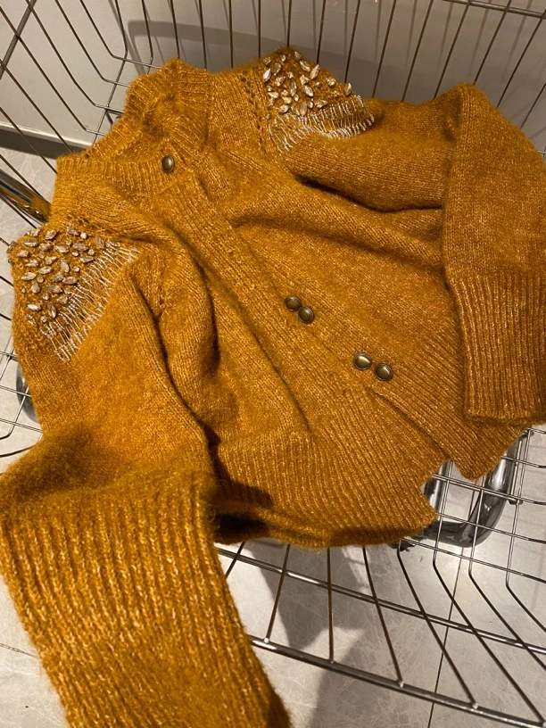 重工水钻镶嵌毛衣开衫时尚百搭气质6052