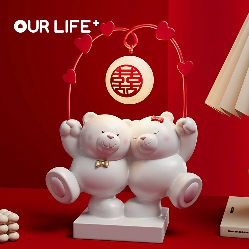 可爱情侣小熊结婚礼物送新人闺蜜实用台灯卧室婚房布置装饰品摆件