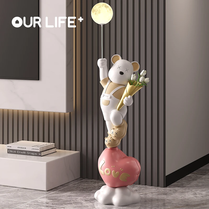 暴力熊落地摆件音响月球灯插花家居饰品客厅轻奢高档乔迁新居礼品