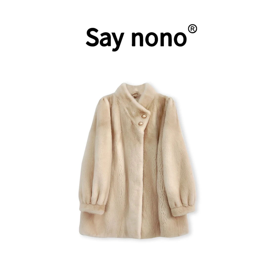 Saynono★DJ-MKN59201-新款女式气质水貂长袖外套设计师