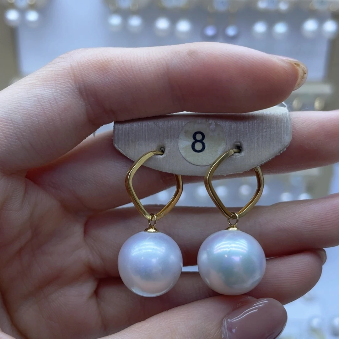 淡水珍珠耳饰18K金镶嵌