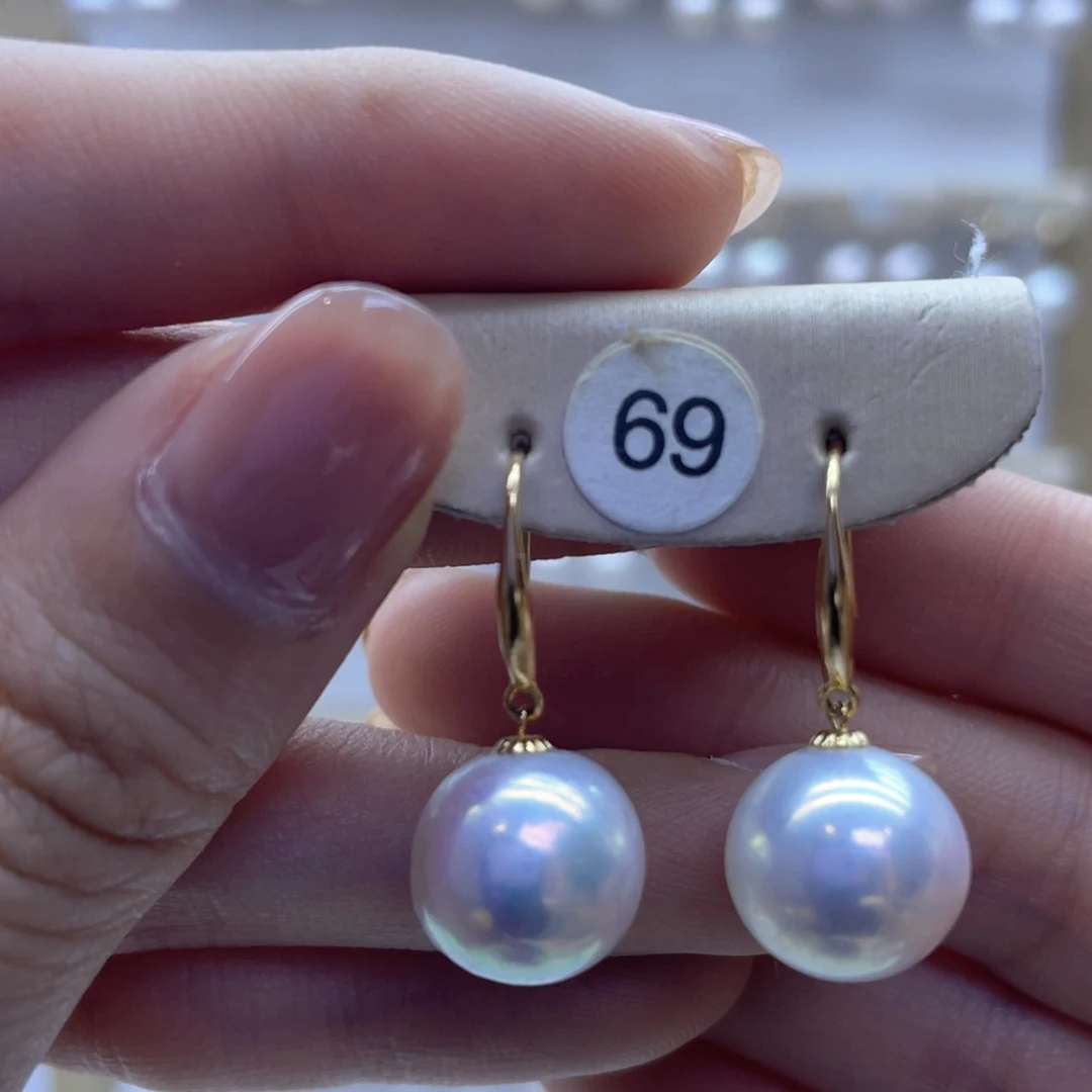 淡水珍珠耳饰18K金镶嵌