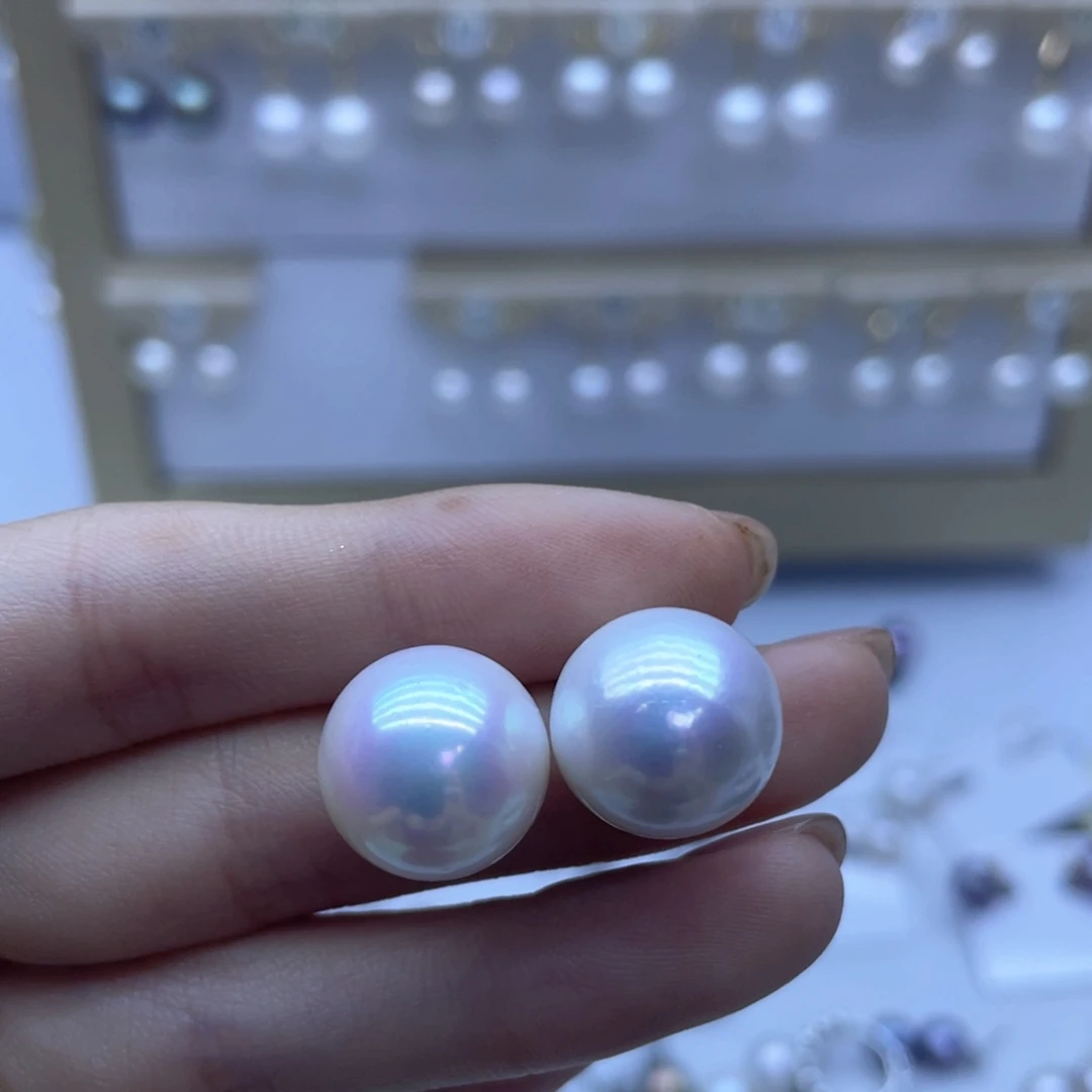 淡水珍珠耳饰银S925镶嵌