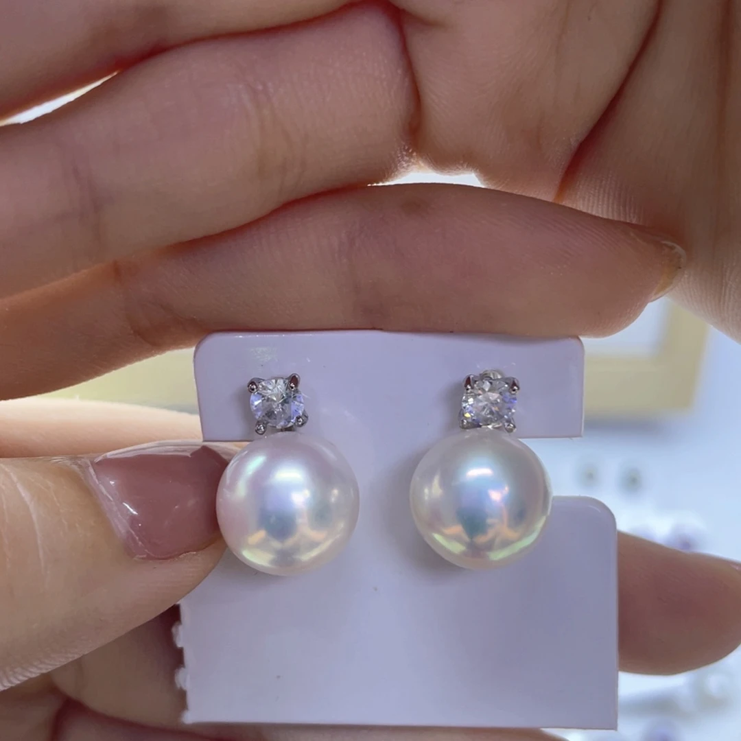 淡水珍珠耳饰银S925镶嵌