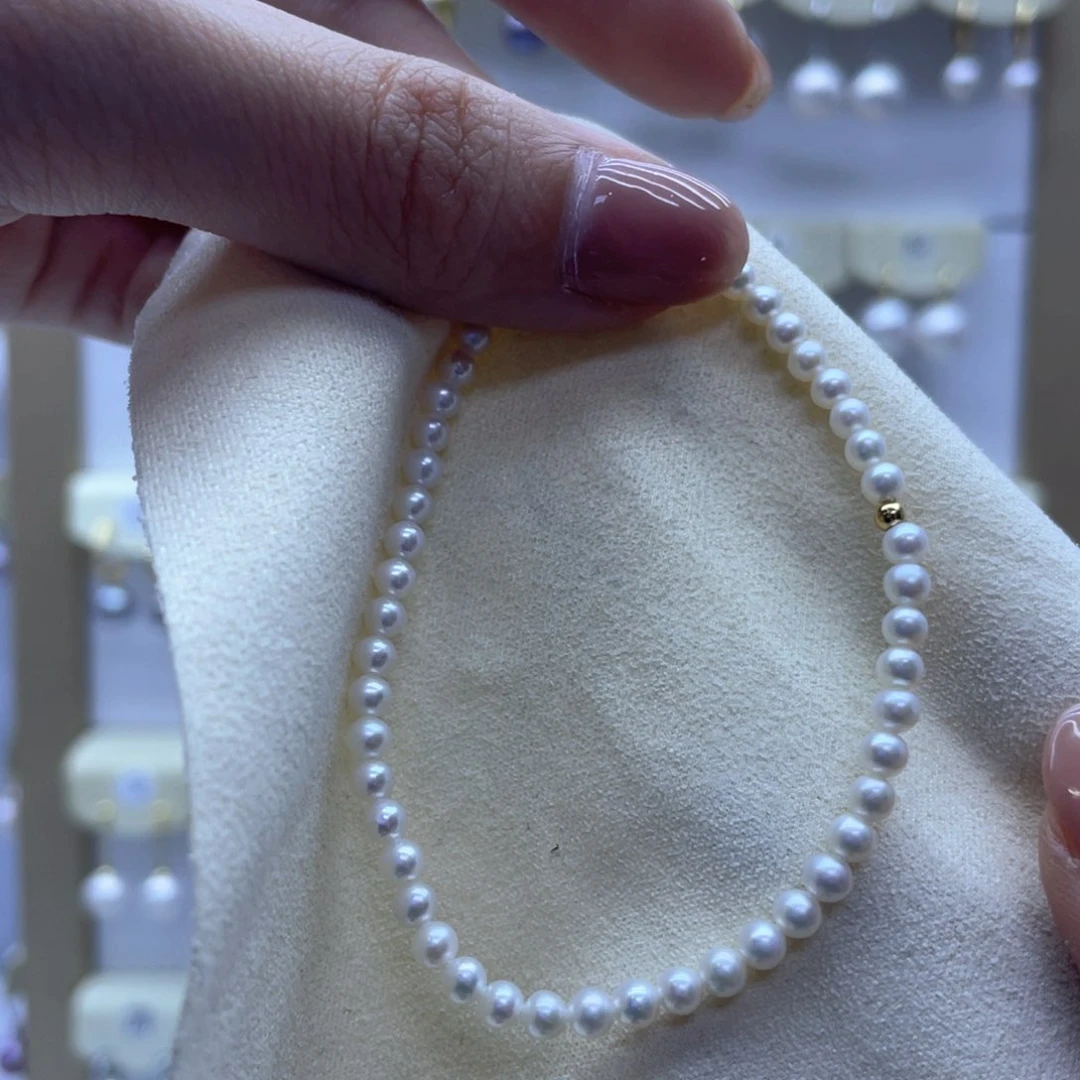 淡水珍珠手绳18K金镶嵌