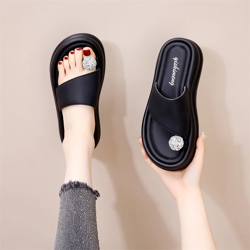 松糕厚底凉拖鞋外穿2025新款轻便沙滩凉鞋网红休闲懒人时尚一字拖