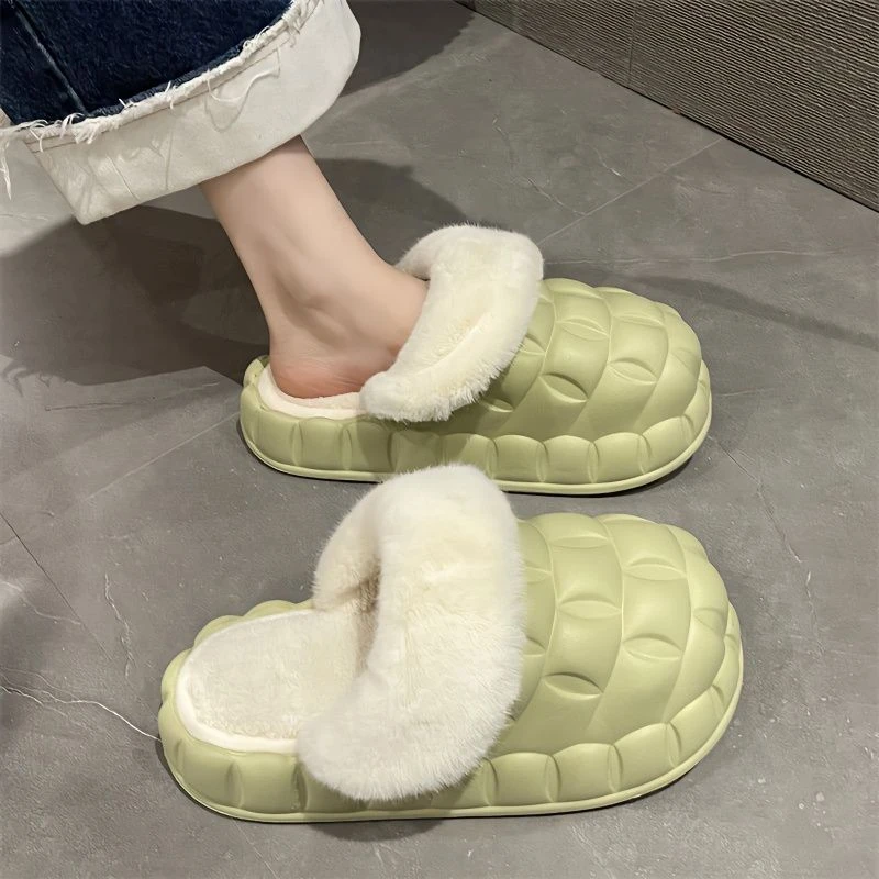 女款棉拖鞋冬居家防滑厚底加绒保暖舒适踩屎感保暖可拆卸情侣棉鞋