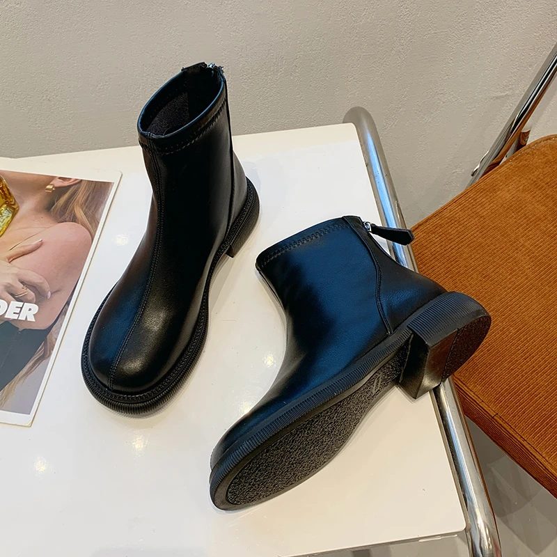 短靴女2025新款法式英伦风马丁靴秋冬季单靴加绒切尔西瘦瘦靴裸靴