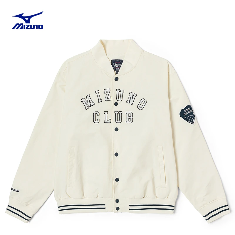 Mizuno/美津浓男女秋季新款宽松针织撞色时尚HERITAGE棒球服长袖