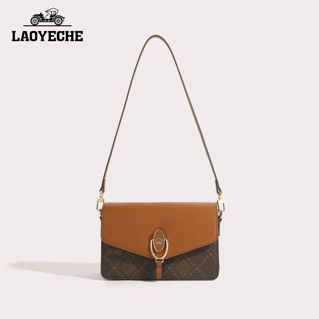 老爷车2024手提包xx复古经典印花单肩拼色百搭翻盖盒子包DX8012