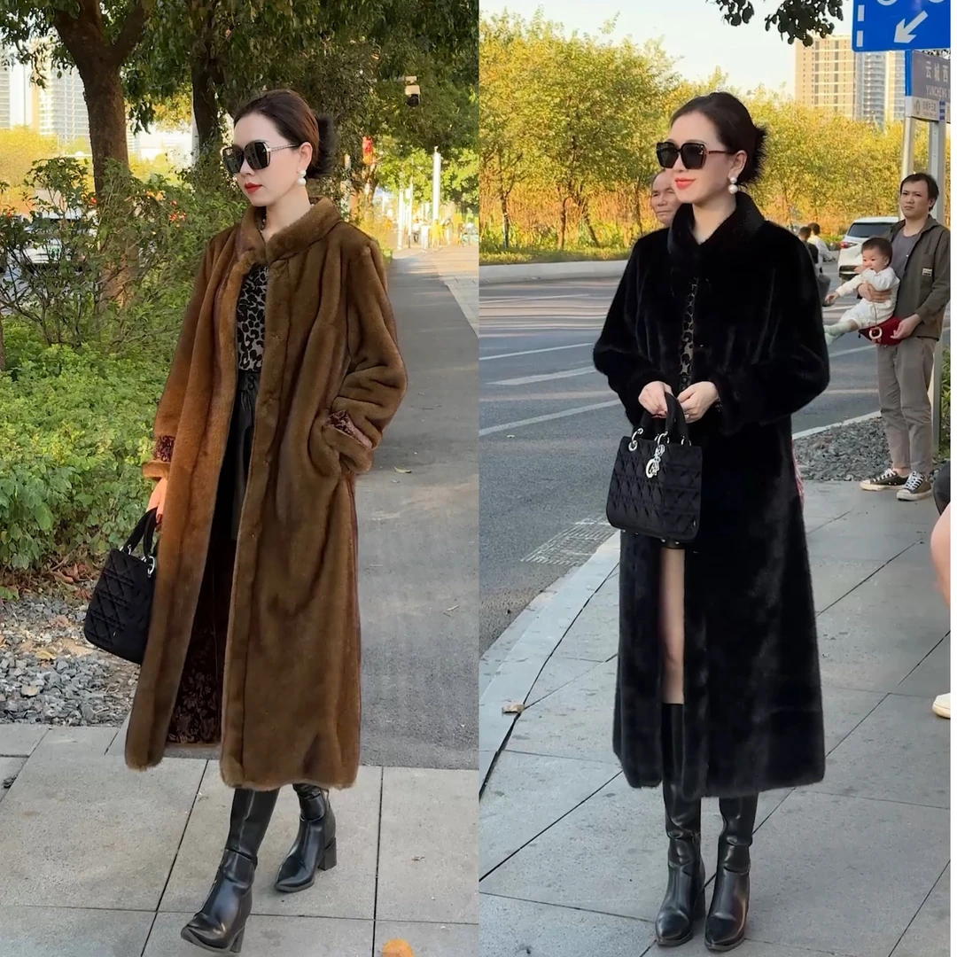 Miss TuTu2024年新款皮毛一体气质冬季轻奢中长款外套大衣