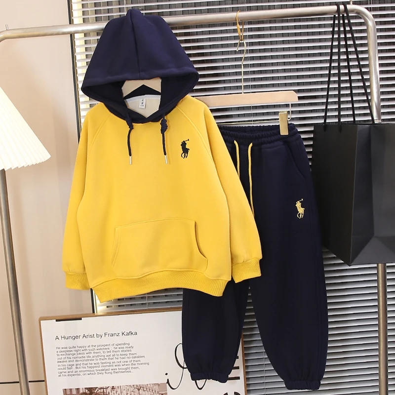 【西西家】儿童加绒套装2025新款男女童秋冬装卫衣加厚保暖休闲百搭