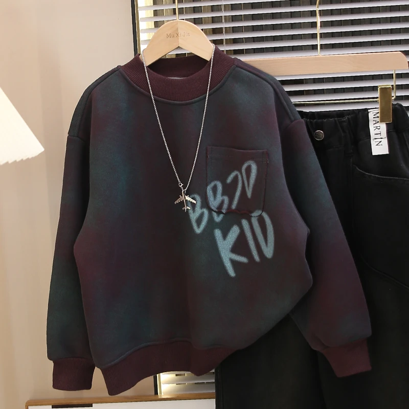 【西西家】儿童加绒卫衣2025新款男童秋冬装加厚帅气保暖一体绒上衣