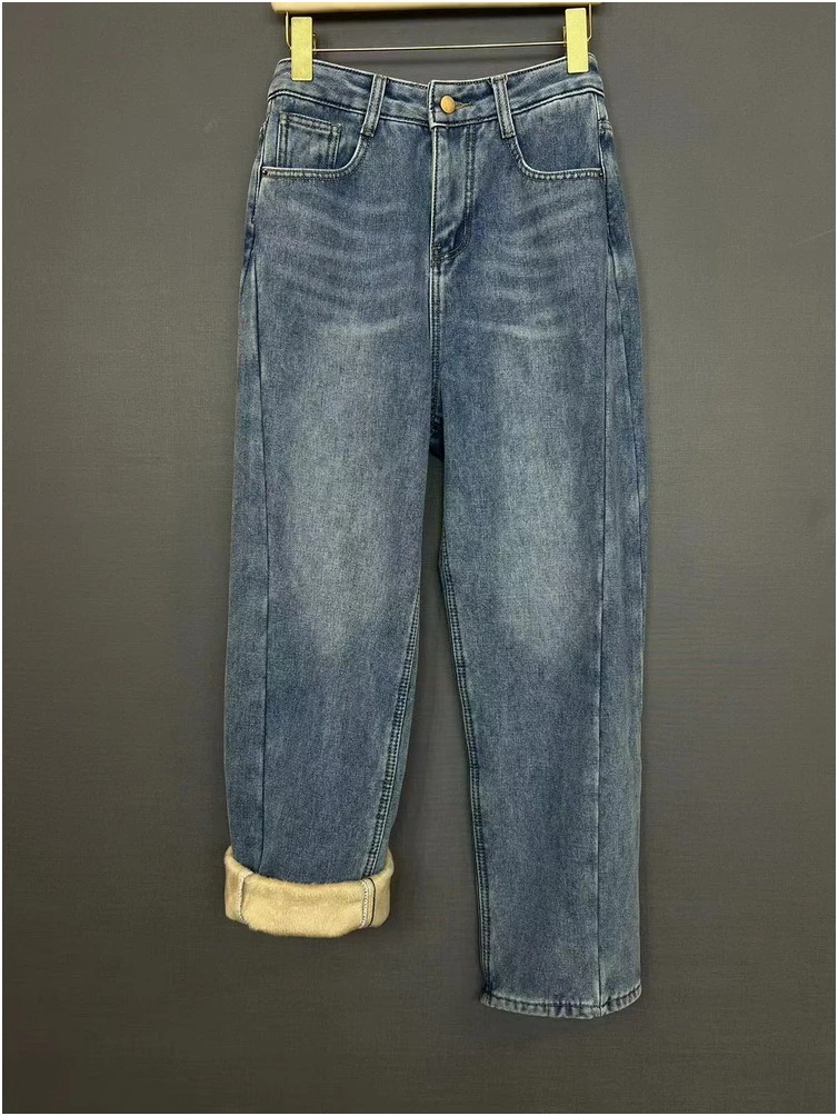 牛仔裤加绒百搭弯刀裤7057