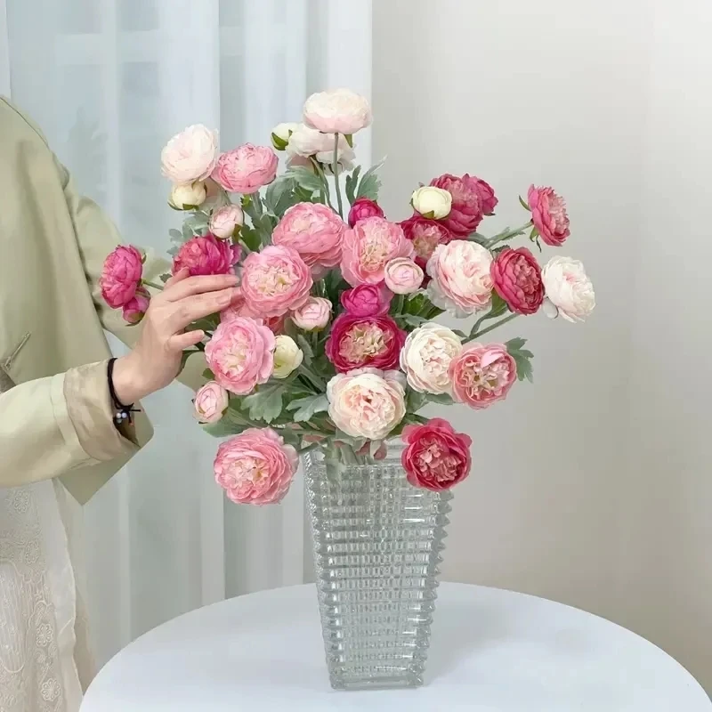 【露莲玫瑰】植绒露莲仿真花设计师款客厅餐桌艺术摆件