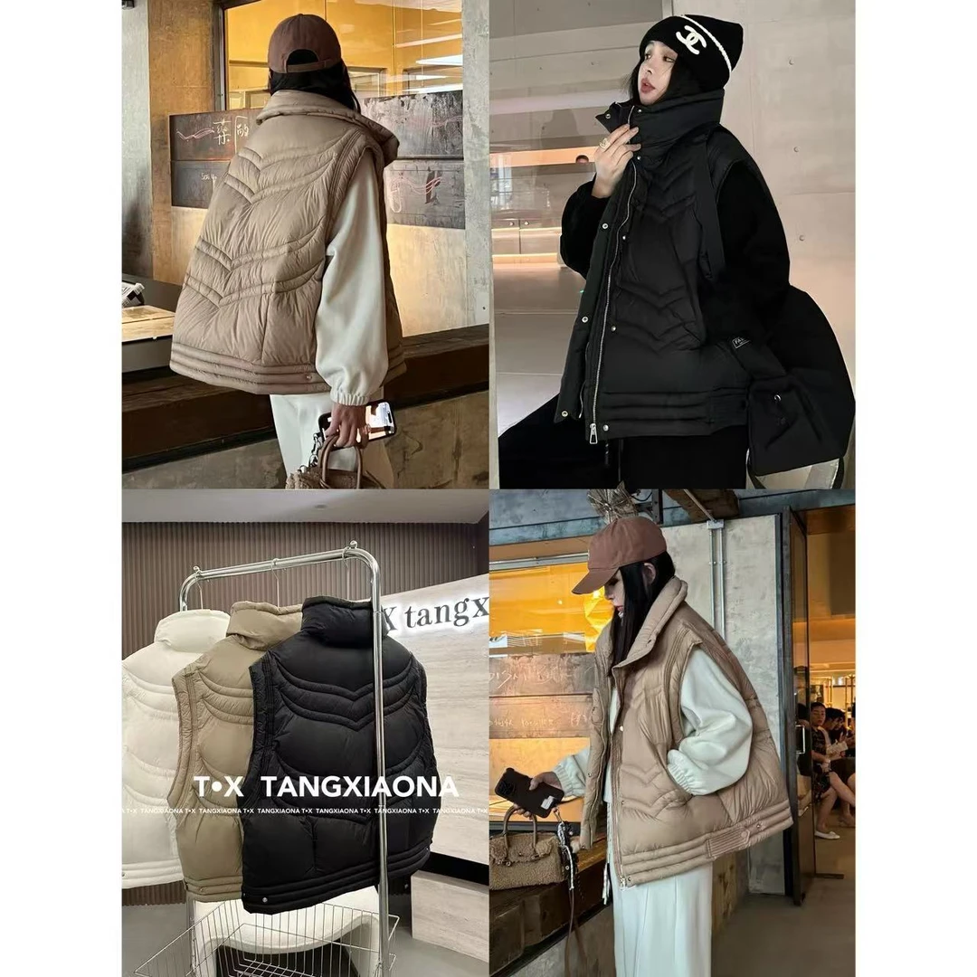 T•X 【格调派对】纯色马甲时尚休闲百搭宽松秋冬立领