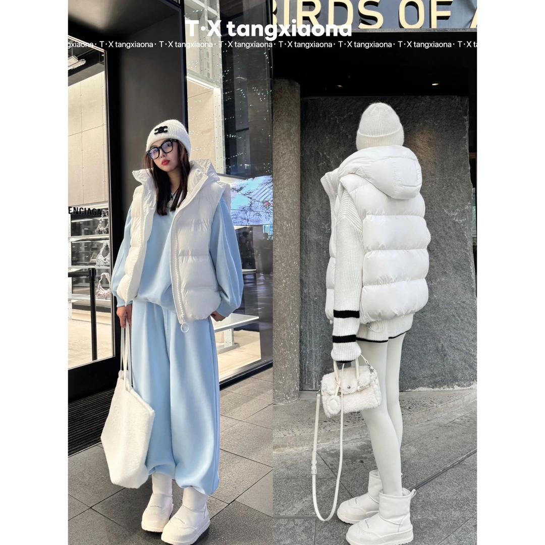 T•X 【纯色马甲】纯色设计感羽绒马甲时尚百搭潮流秋冬立领马甲