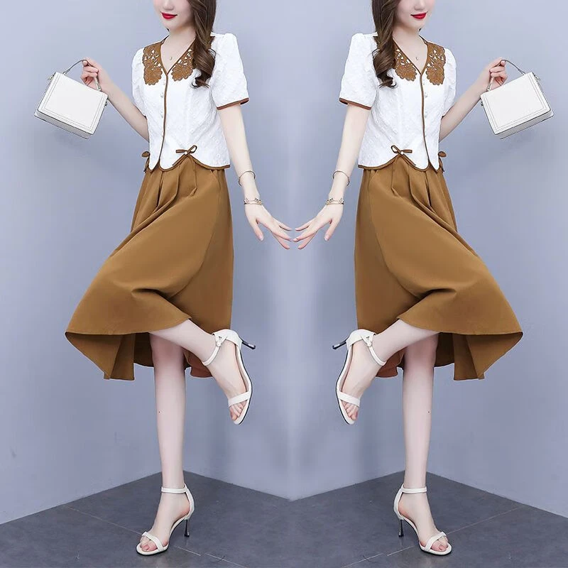 孤品尾货夏季半身裙连衣裙套装显瘦气质洋气时尚减龄裙子