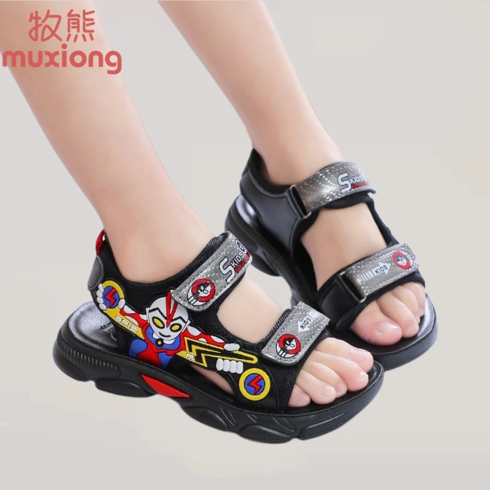 牧熊男童凉鞋2023新款夏季奥特曼小男孩软底防滑时尚儿童沙滩鞋