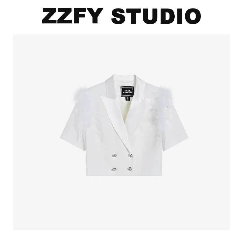 【彭彭专属】ZZFY STUDIO 鸵鸟毛拼接小西装 24YDXF112001W