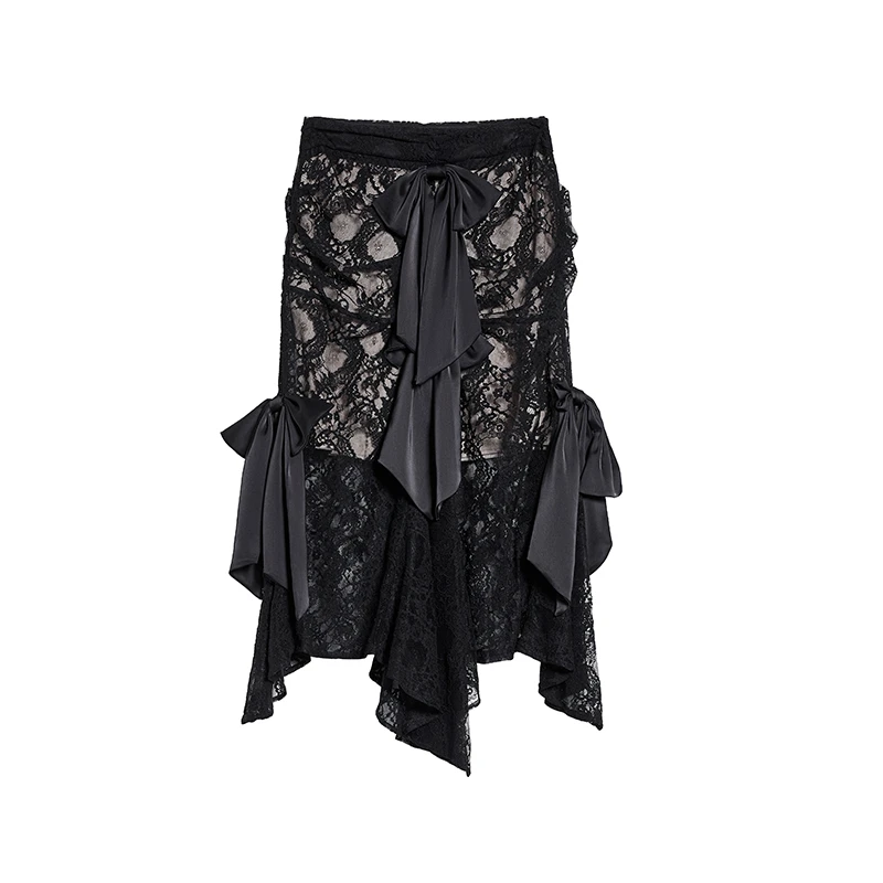 【超总专属】ZZFY STUDIO 蕾丝褶皱蝴蝶结长裙 24CBQ341877B