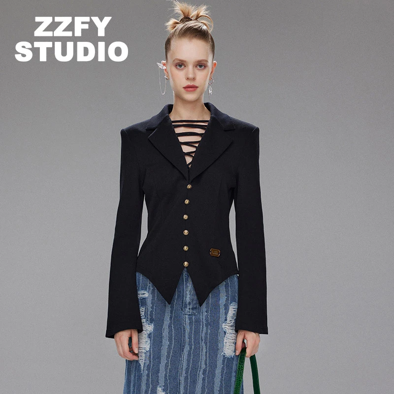 ZZFY STUDIO 弹力针织绑带西装上衣 23CCY311371B