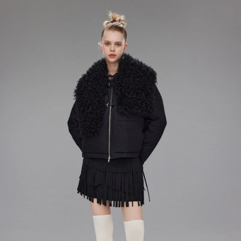 【左岸潇专属】ZZFY STUDIO 不规则毛领短羽绒服外套 23YRF425636B