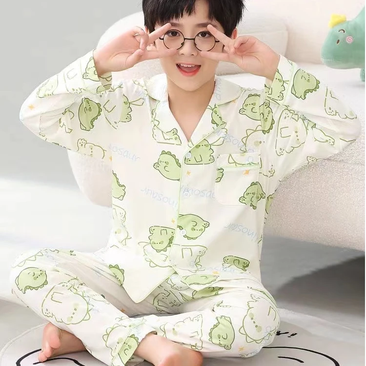 男童纯棉柔家居服儿童卡通长袖中大童大码