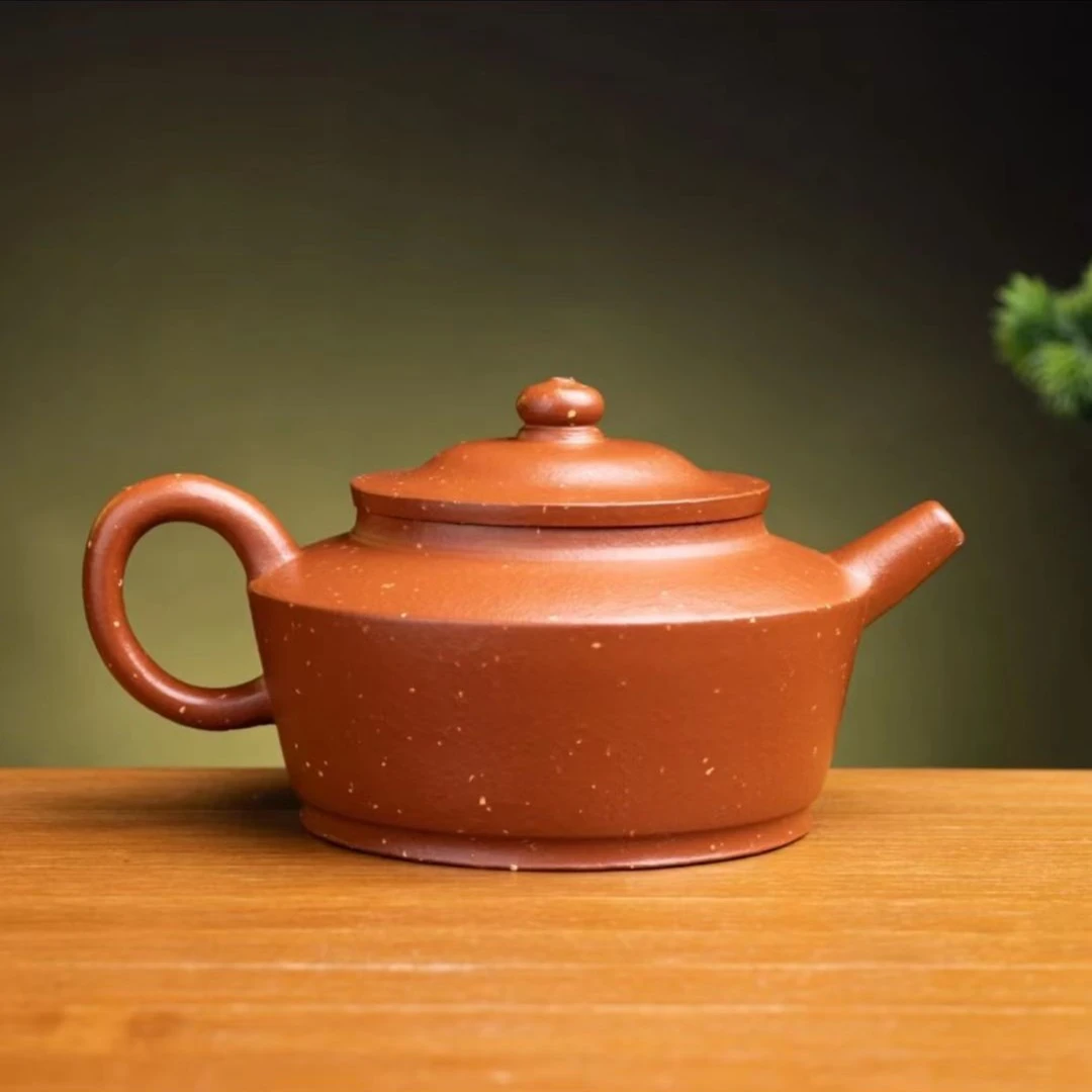 山西乡宁紫砂立领茶壶红泥料纯手工宫灯仿古壶手制四方壶牛盖