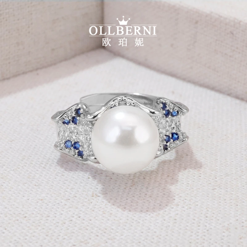 铜合金戒指 气质白色蓝色轻奢时尚手工百搭复古简约精致戒指-1012