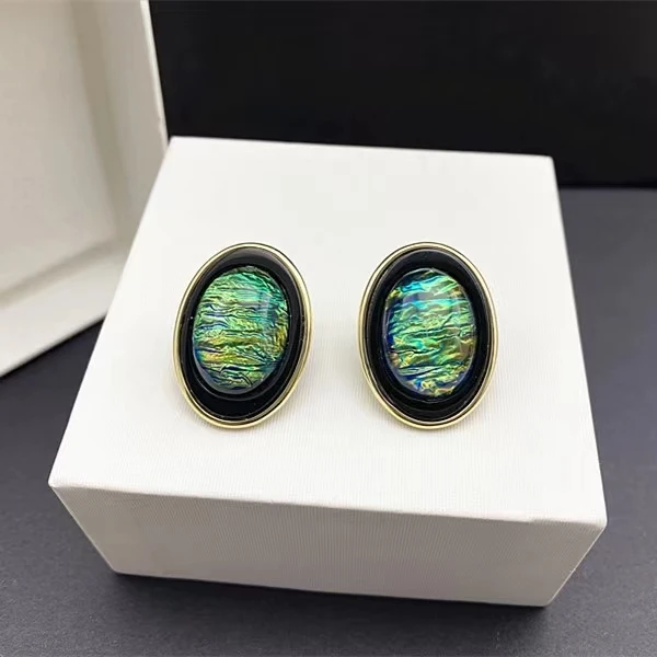 气质蓝色轻奢时尚百搭绿色复古素款耳饰-5194