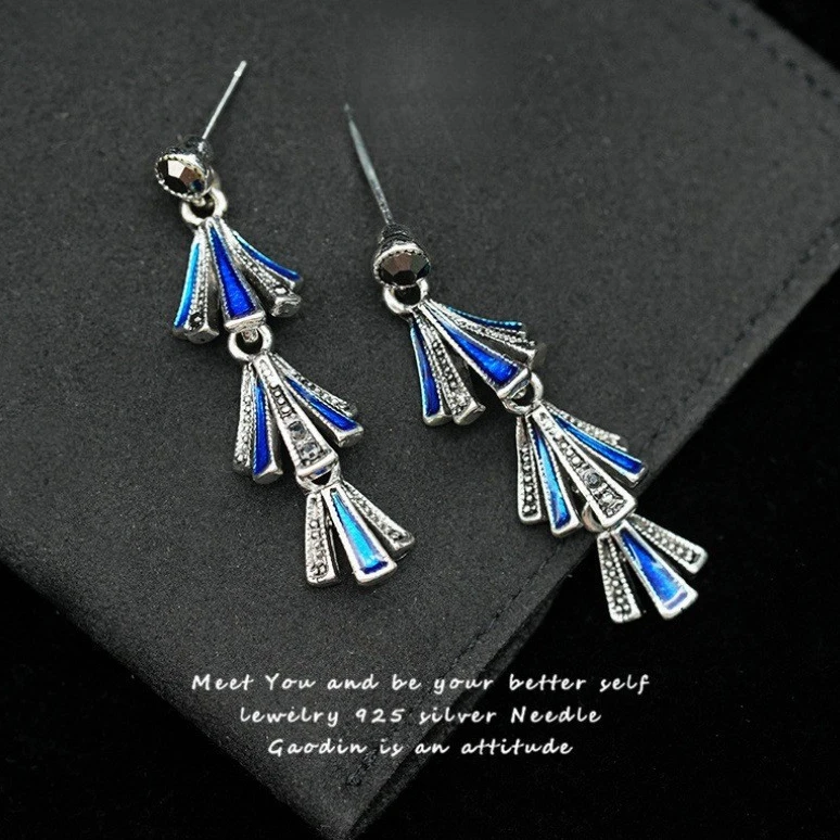 手工气质时尚百搭复古古风长款个性耳环-5386