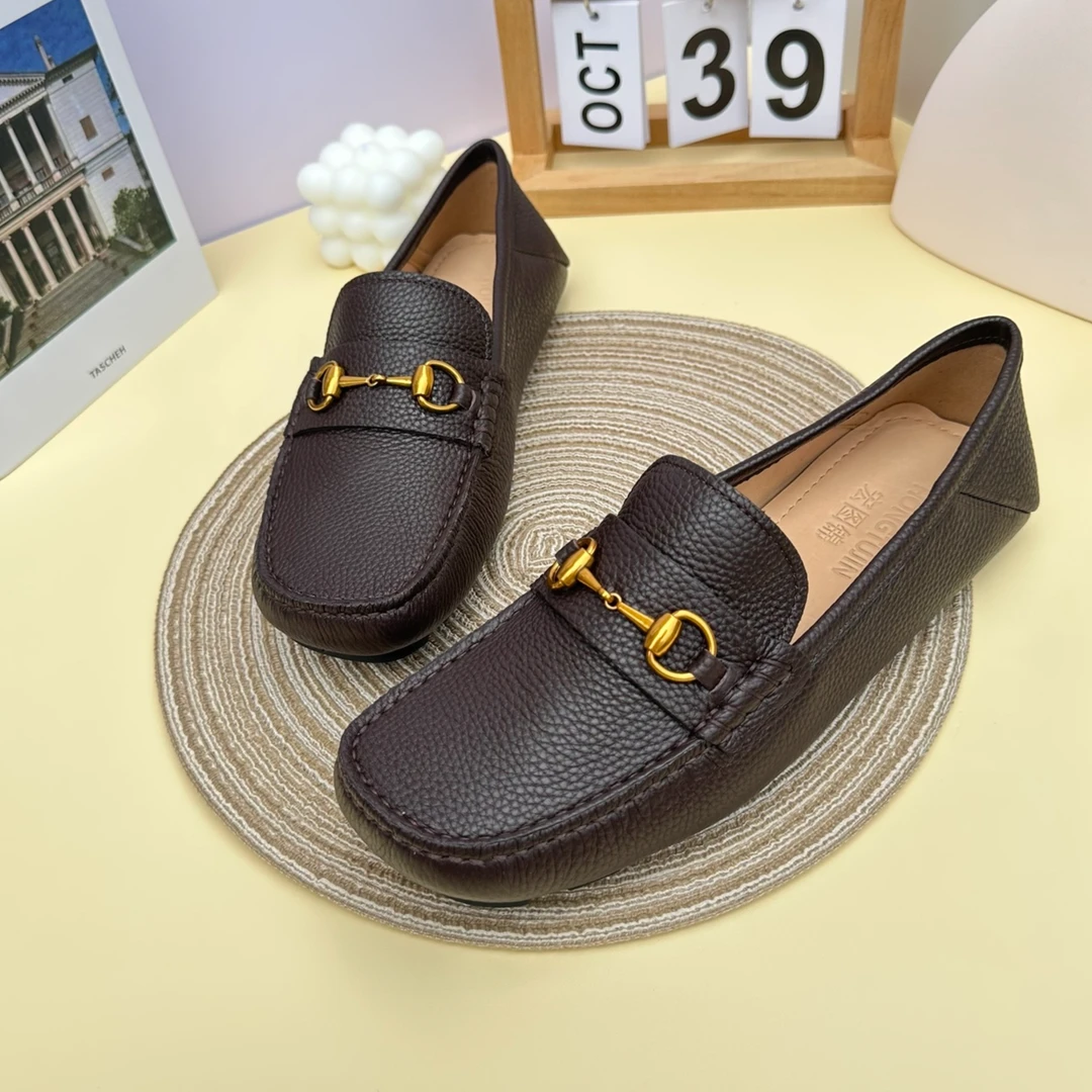 2025男士夏季舒适时尚百搭软底软面平底真皮豆豆鞋