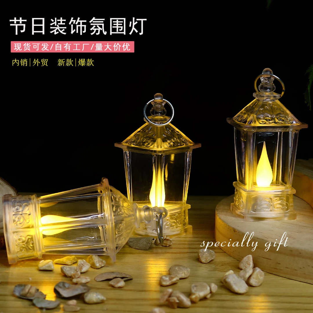 水晶透明复古城堡小夜灯亚克力小马创意风扇灯卧室最新款超静音