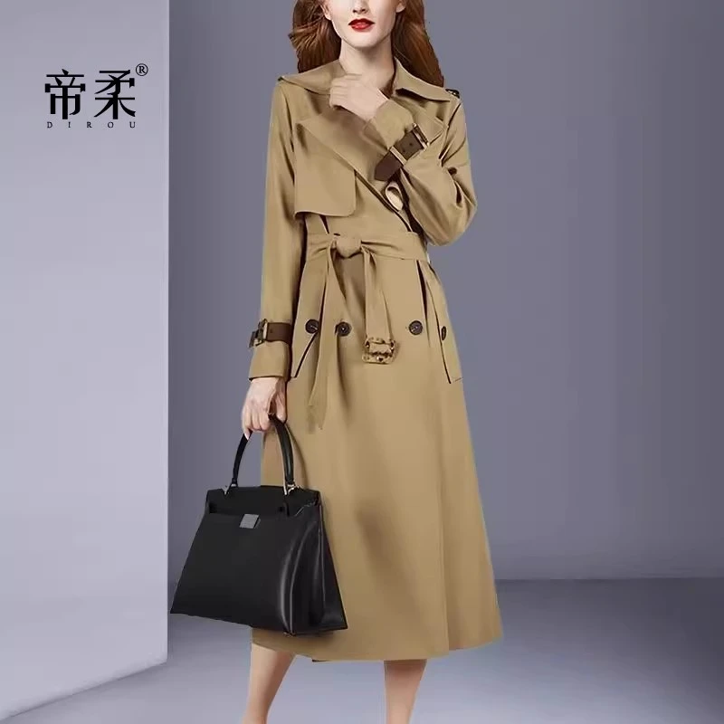 洋气高档风衣长款春秋新款气质显瘦显高收腰时尚外套卡其色百搭潮