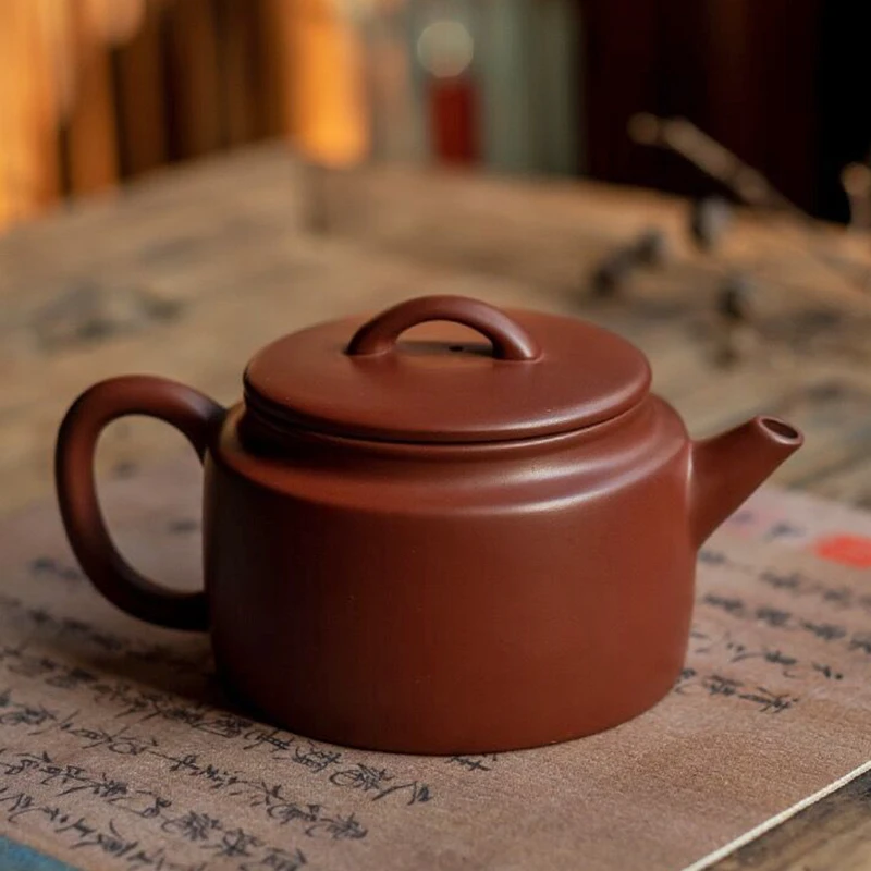麒驭紫砂茶壶原矿朱泥大红袍汉瓦壶功夫茶具家用泡茶壶大号单壶