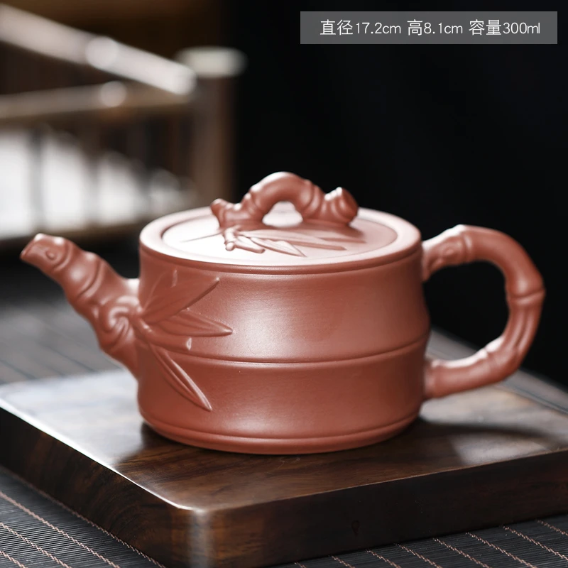 原矿朱泥紫砂茶壶紫陶泥竹节壶功夫茶具家用泡茶壶大号泡茶器