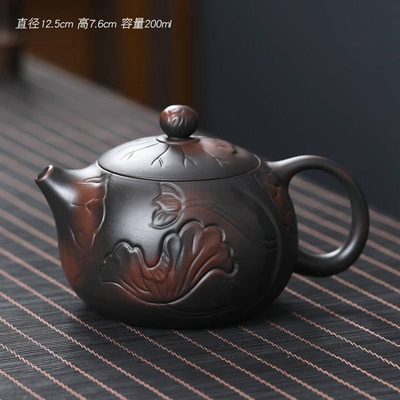 麒驭紫砂大容量刻绘西施壶功夫茶具家用泡大容量单壶高端泡茶神器