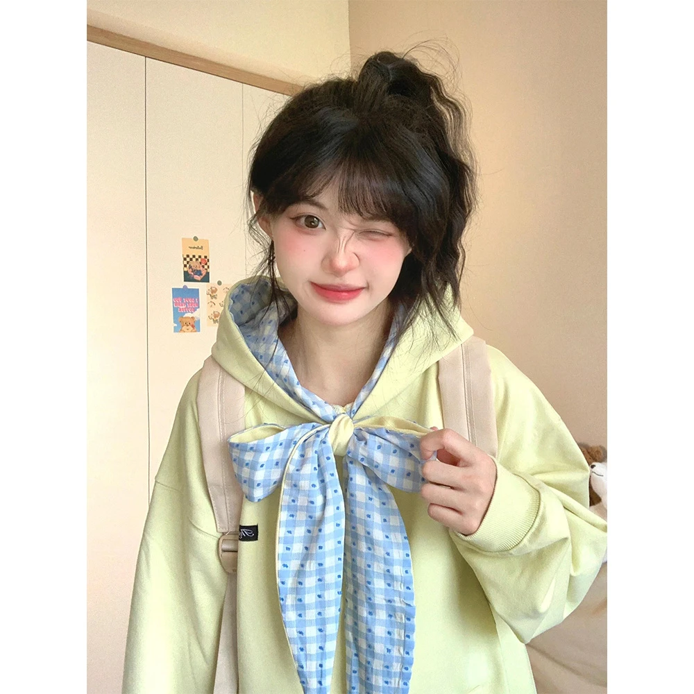 美式慵懒chic洋气独特别致奶黄色连帽卫衣女款春秋款小个子高级感