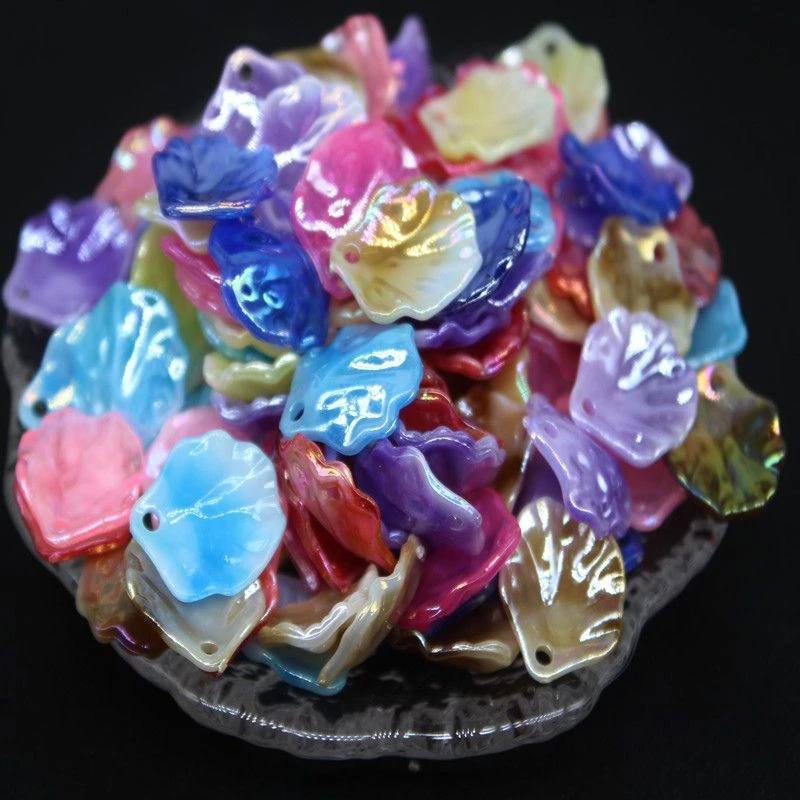 仿玉山茶花花瓣双色渐变贝壳散珠现货批发15×17mm手工diy玫瑰花