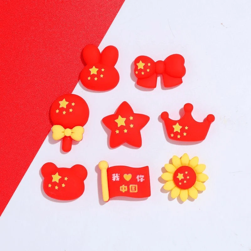 国庆红色五角星diy奶油胶手手工制作发饰品树脂小配件