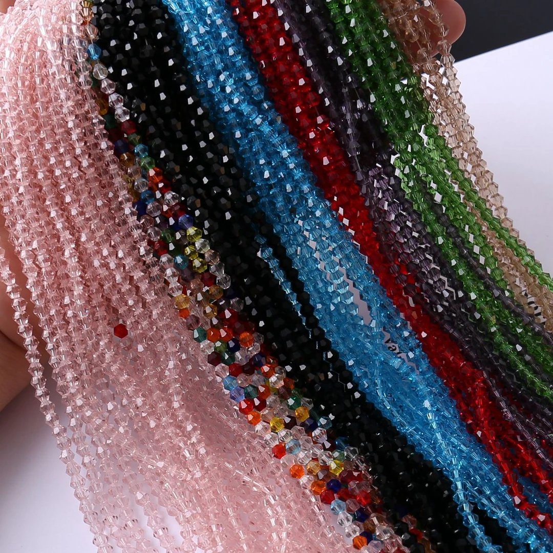 4mm玻璃水晶菱形珠DIY手工串珠配件材料散珠
