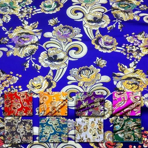 仿云锦顶花布料 仿古旗袍唐装缎子面料diy手工苗族民族绸缎布料