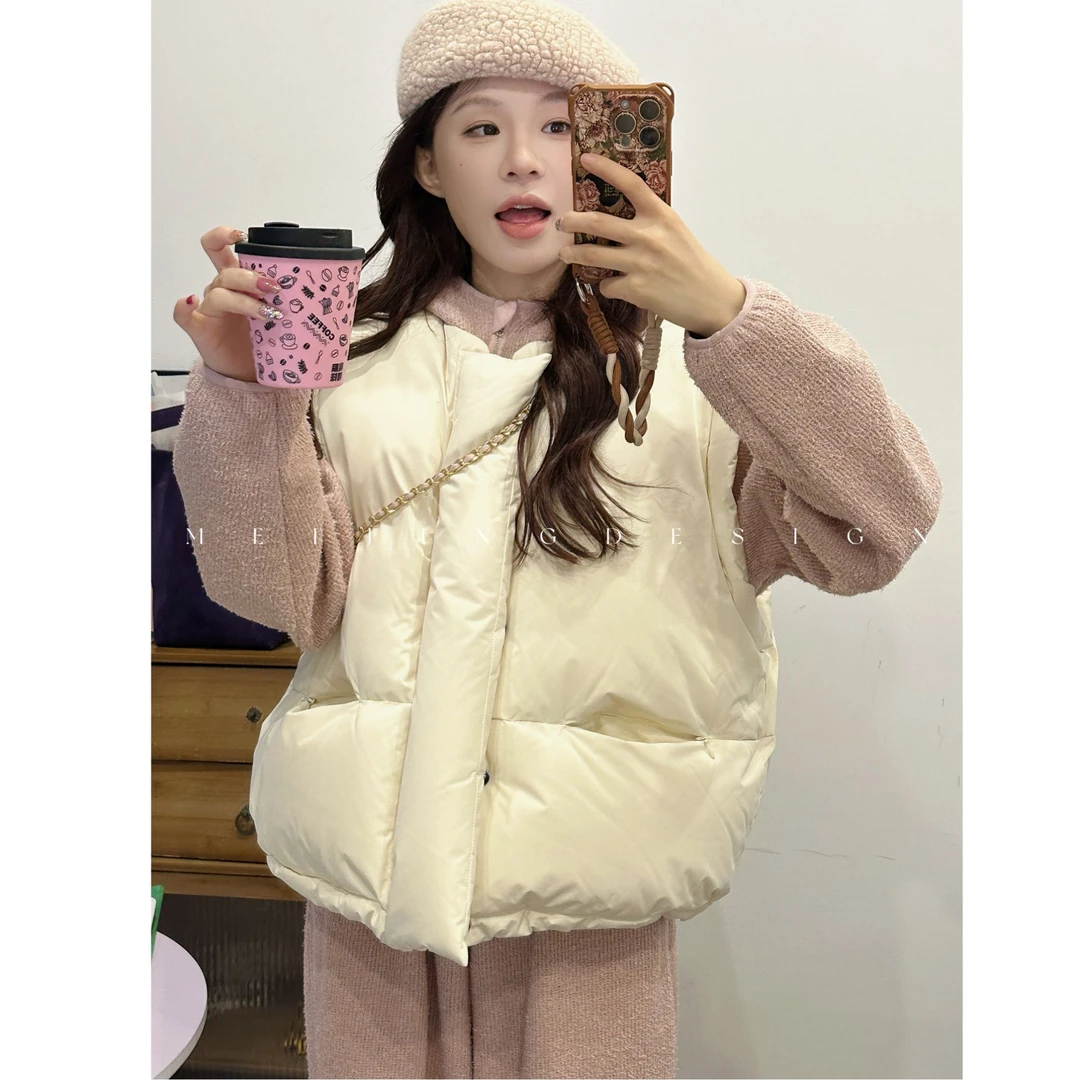 美静 防水米白色羽绒马甲XMZH4883