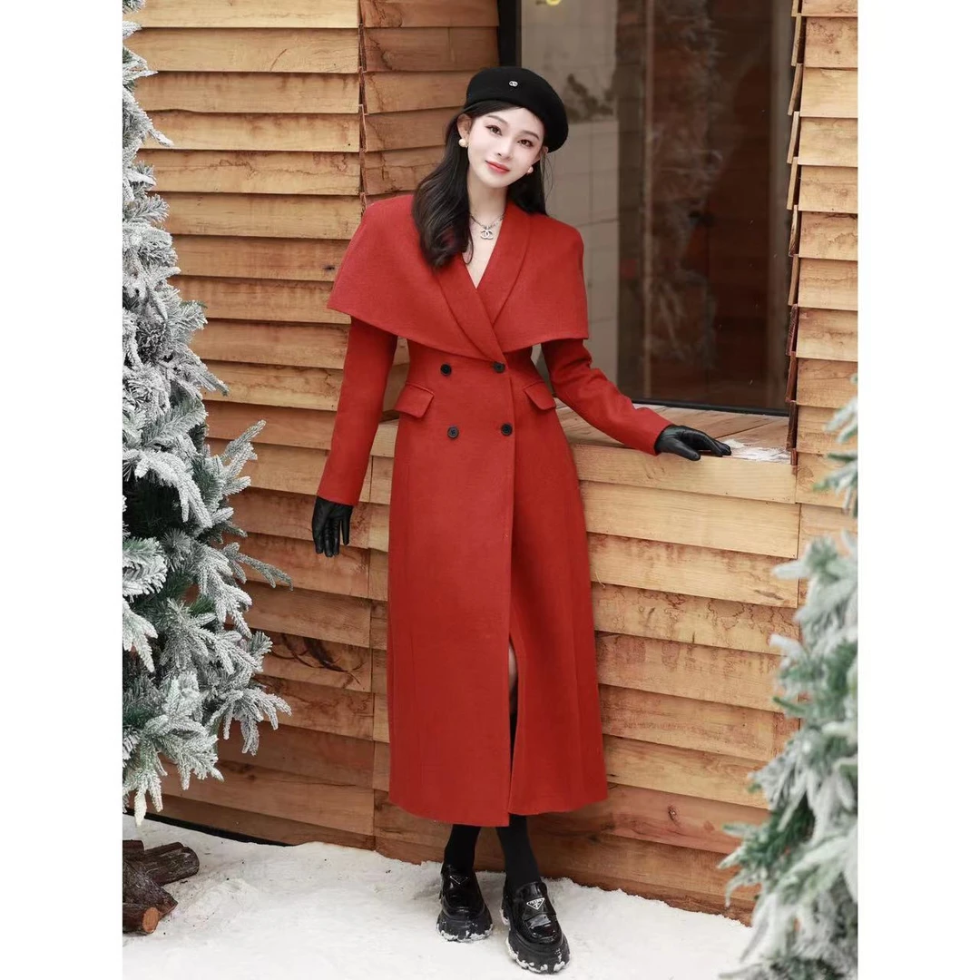 一琳Elin【富家千金-小个子版】衣长108 可拆卸式斗篷大衣XMZH2302