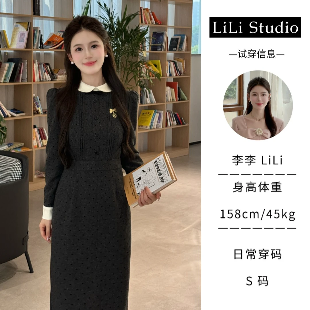 【松露黑巧】LiLi法式气质名媛设计款连衣裙XMZH4718