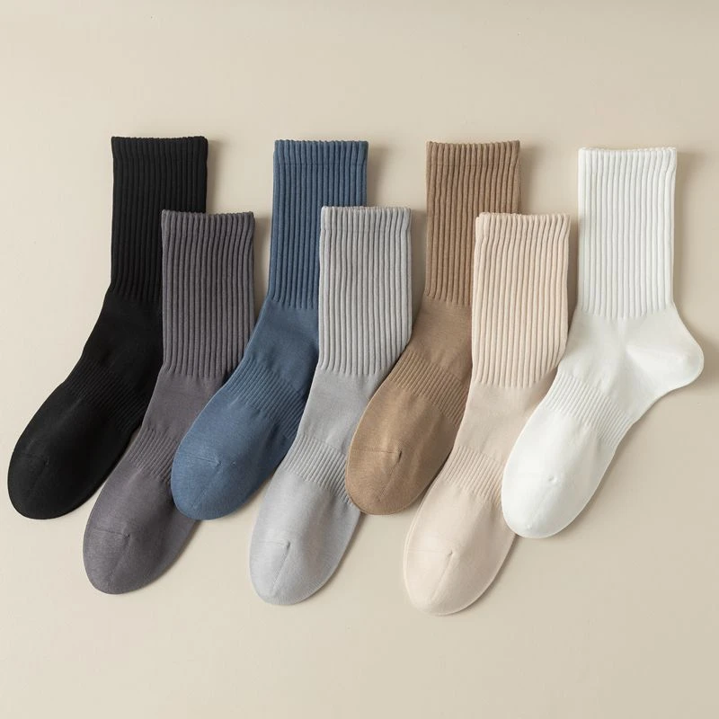 【百棉男袜】男中筒袜纯棉男士高橡筋运动棉袜收腰设计