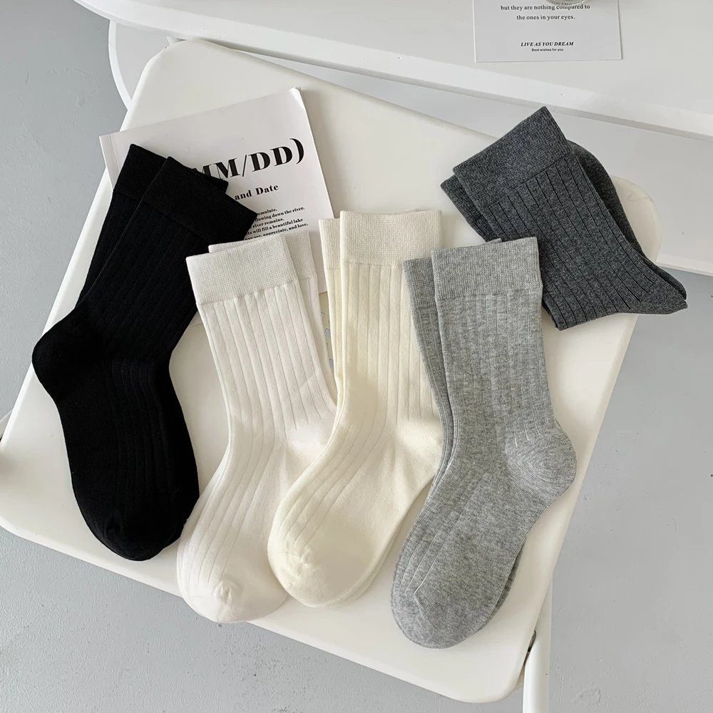【新人福利】 春秋白色百搭纯色ins中筒女袜薄款夏季堆堆袜棉袜jk袜