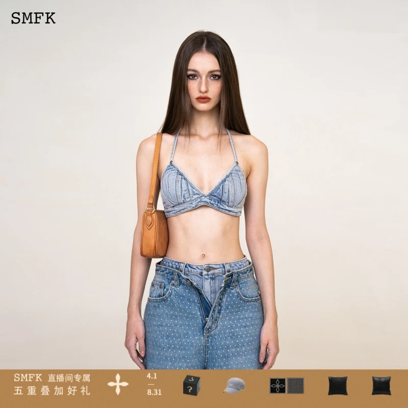 SMFK Rider机车牛仔比基尼 UW003BL 挂脖背心度假