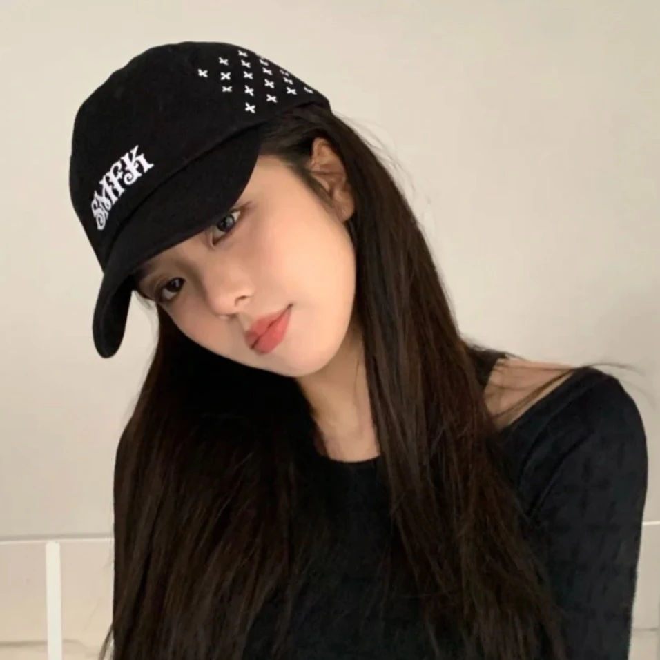 SMFK黑白棒球帽鸭舌帽运动十字花休闲遮阳百搭男女款